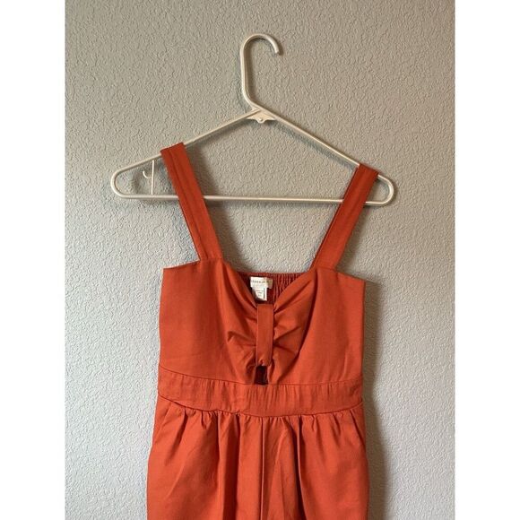 Wide Leg Linen Blend Orange Romper XS Sporty Vacation Spring - Picture 2 of 6